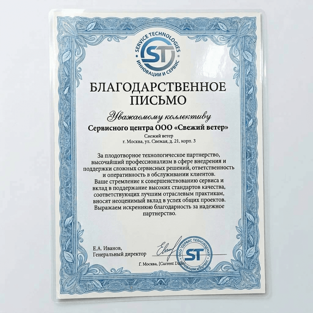 Благодарность от AEG Technologies